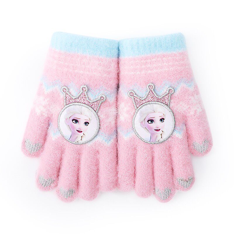 迪士尼艾莎公主儿童手套春秋薄款女童女孩宝宝手套