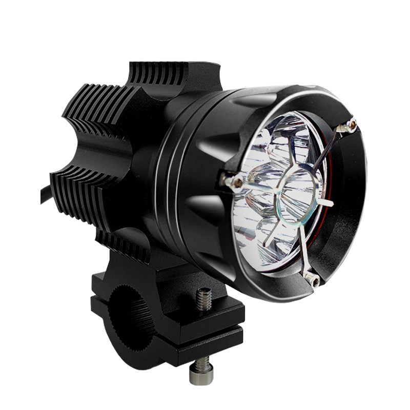 摩托车射灯led强光爆闪开道铺路12v大灯前杠外置防水改装超亮雾灯