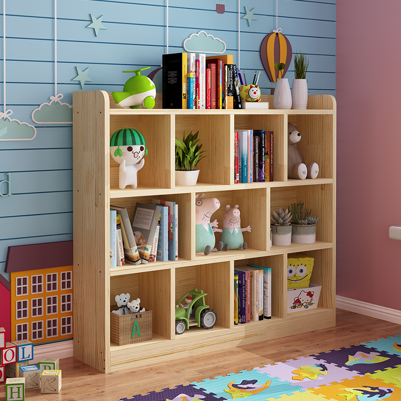 置物架实木儿童儿童书书架落地幼儿园书柜学生简易书架