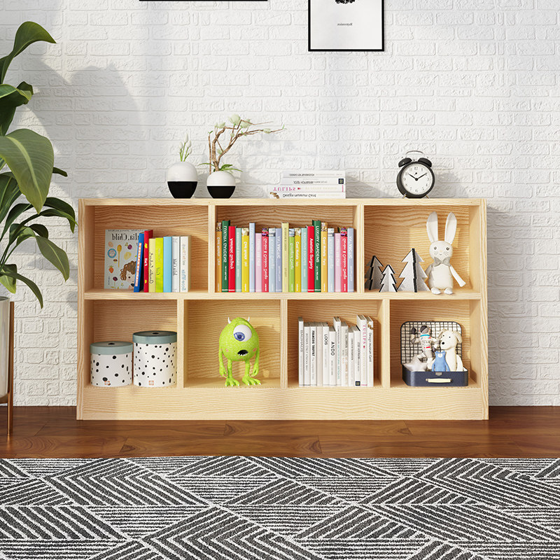 实木儿童书架置物架客厅落地幼儿园矮书柜简易桌面置物架松木定制