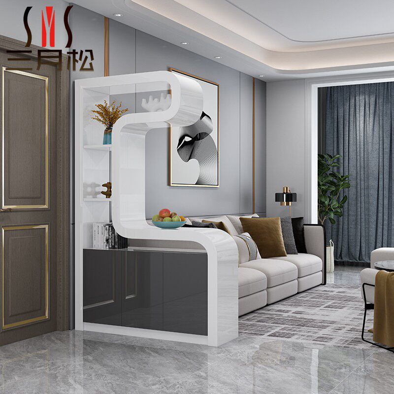 新款上市烤漆玄关柜门门厅鞋柜弧形隔断组装门厅