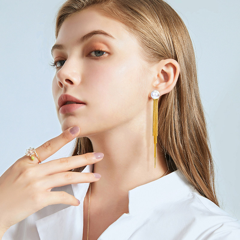 气质名媛耳饰女长款高级感耳线脸适合珍珠流苏耳环耳环