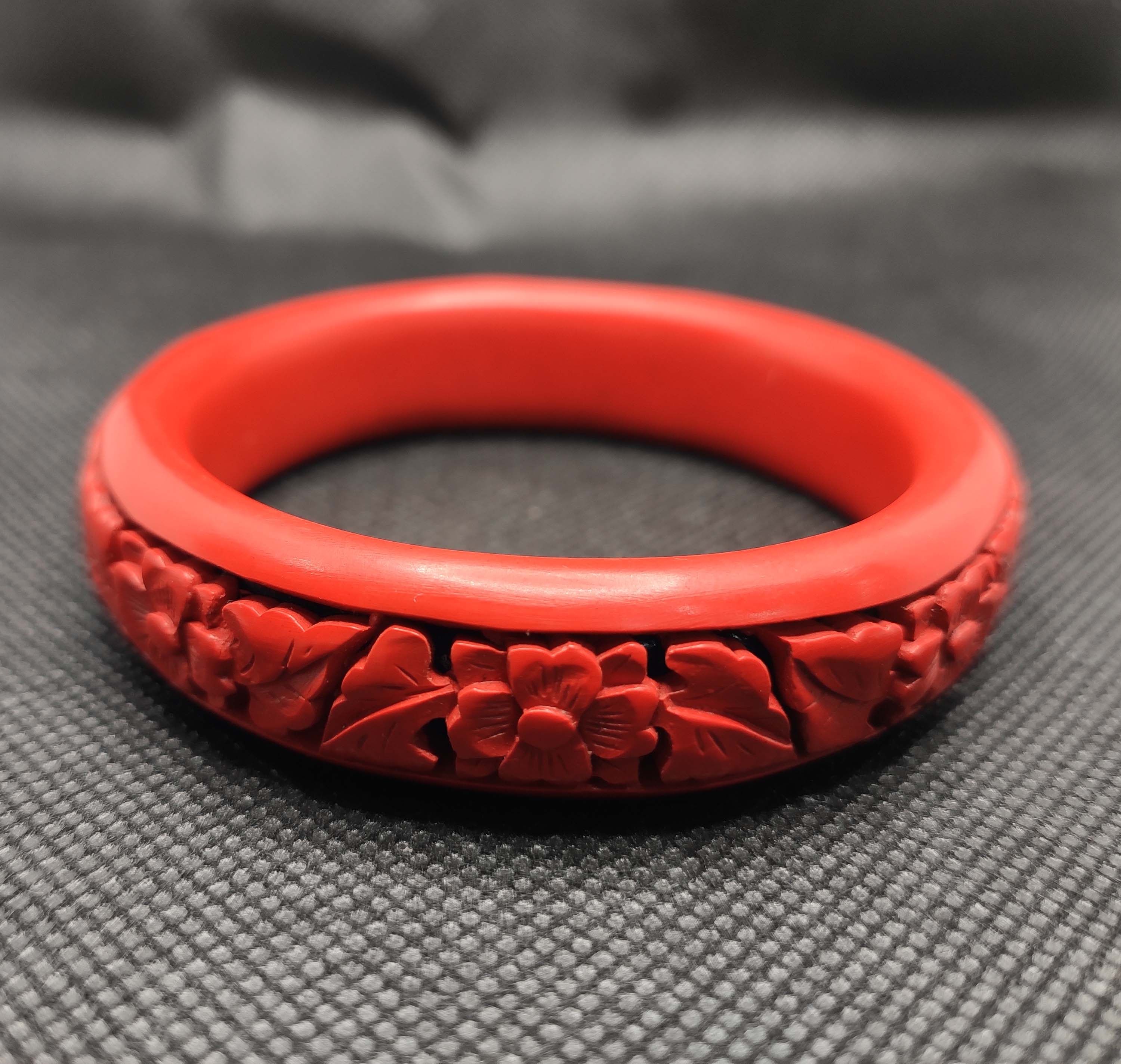 雕漆剔红漆器手工天然大漆木胎手镯非遗礼品漆器