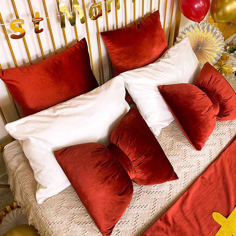 网红婚房婚庆装饰大红红色木床头套罩子全包床头罩