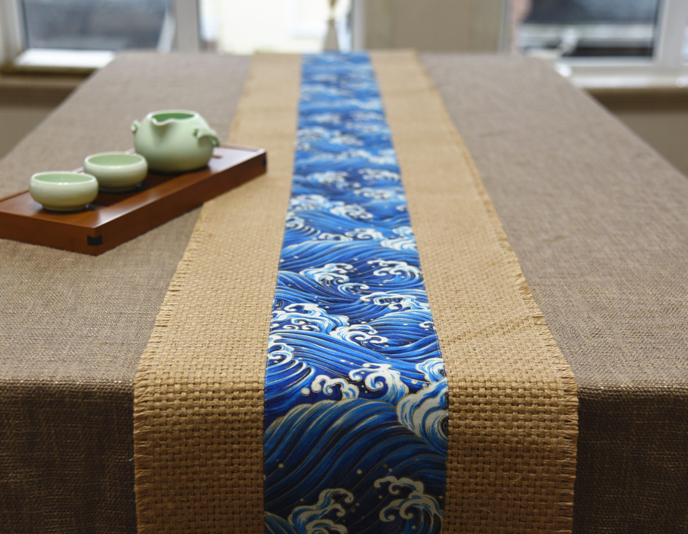 纯手工制作粗麻七彩亚麻民族风简约茶席桌席麻布布艺桌旗简约粗犷