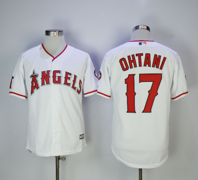 mlb棒球天使17号ohtani灰白色短袖比赛训练大谷棒球服