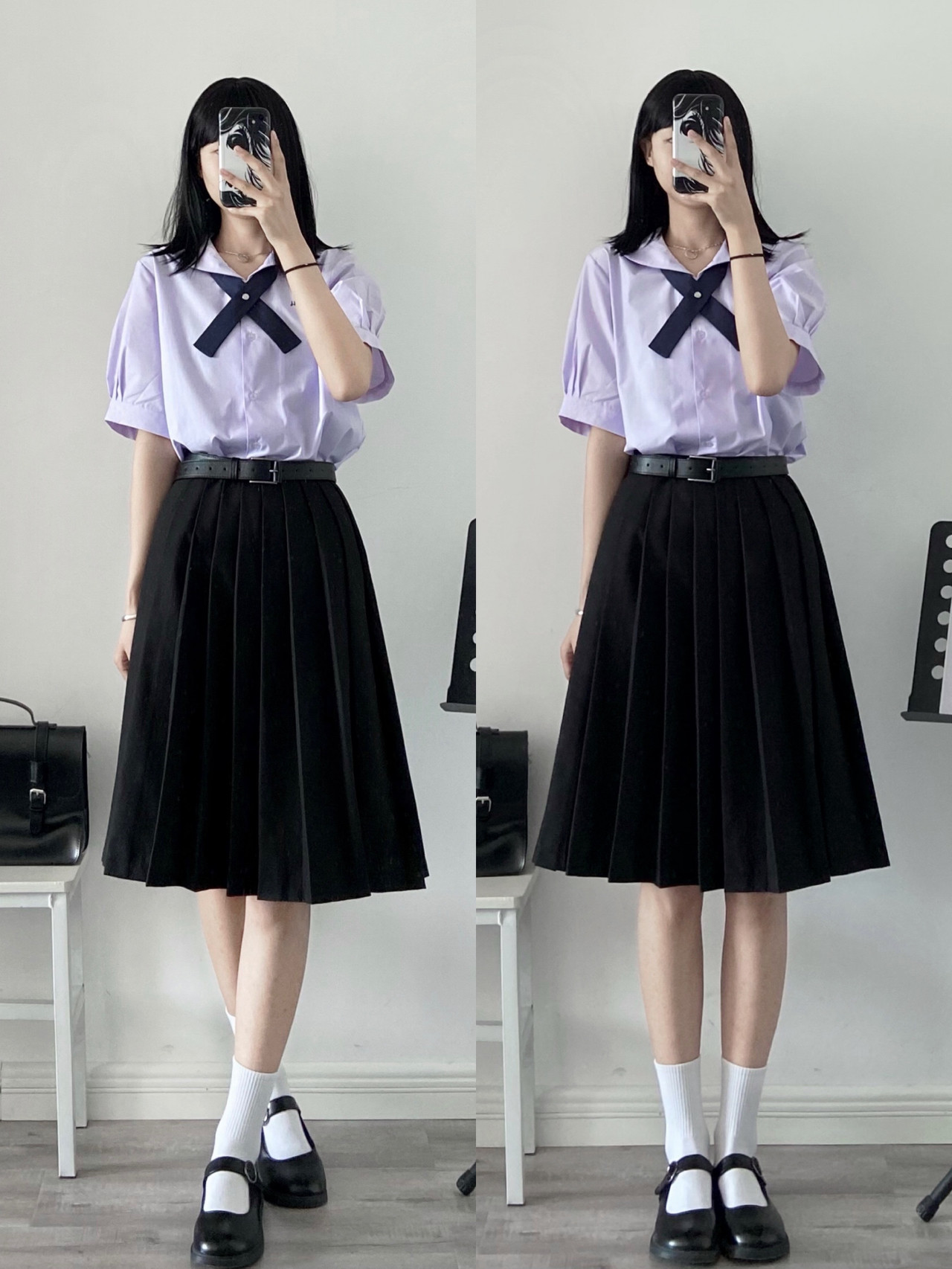 泰国裙子禁忌女孩同款黑色绀色泰式校服jk半身裙