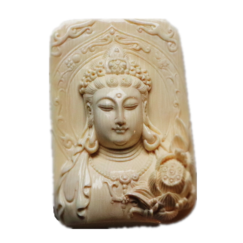 和顺斋原创猛犸象牙牌猛犸牙雕挂件猛犸象吊坠冰料手工观音菩萨佛