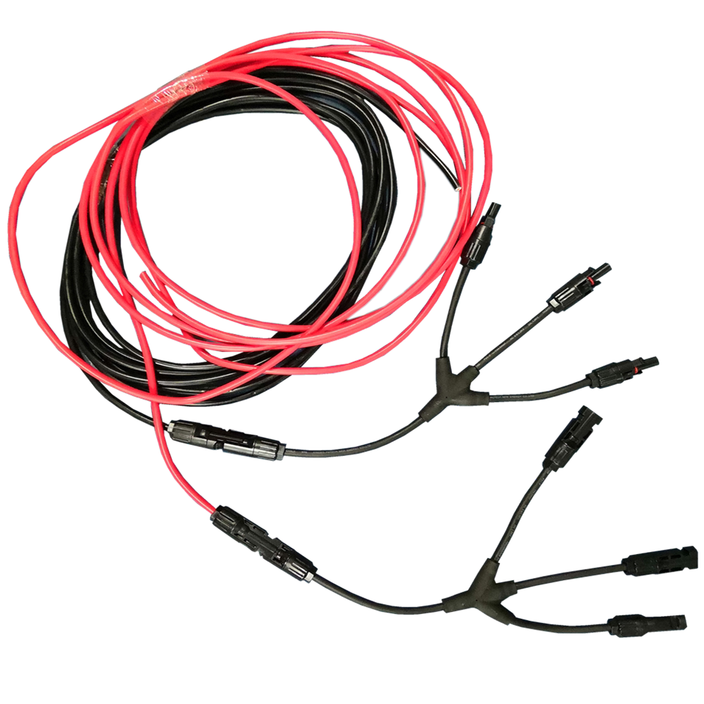 光伏mc4四通插头连接器公母一转三电电池发电太阳能电池组件