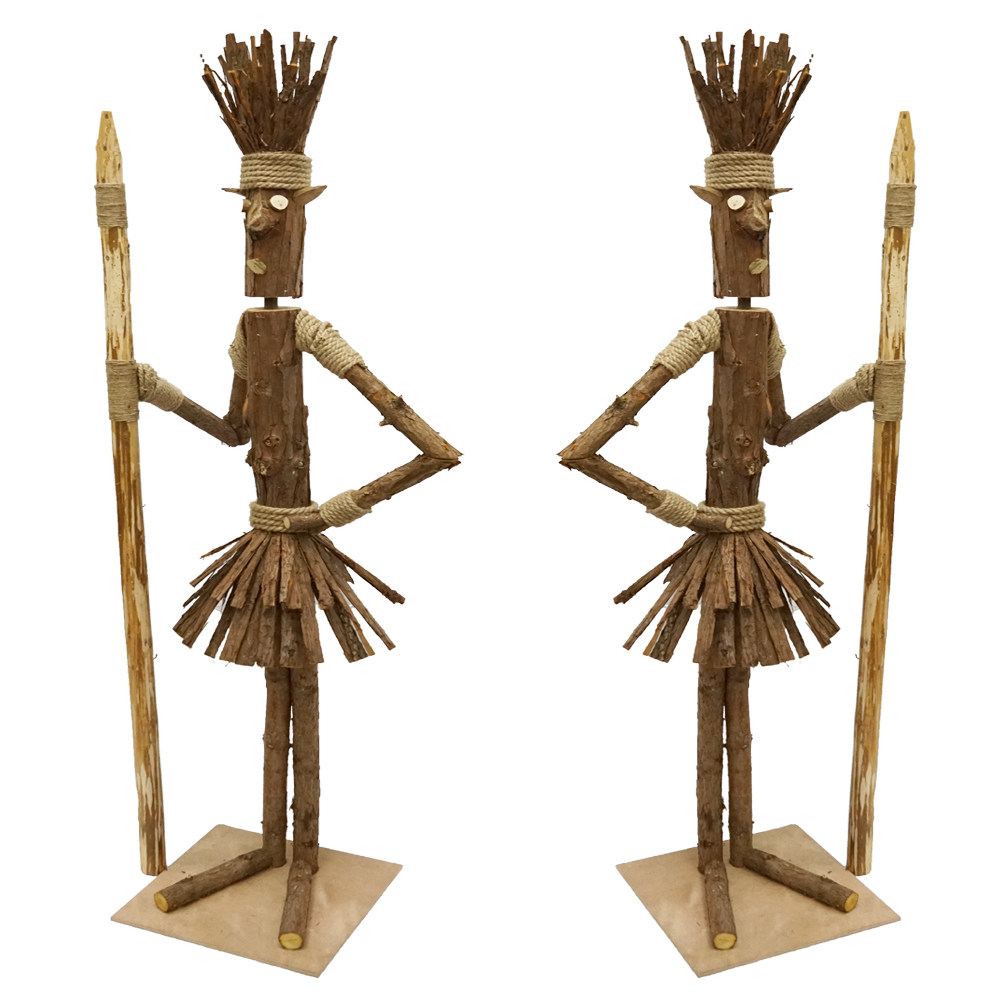 木头人创意摆件部落酋长木头人偶站立立式户外装饰摆件