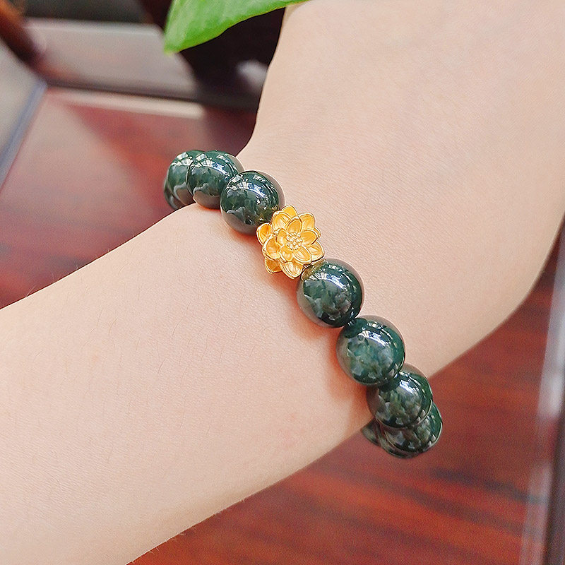 翡翠luxurylegend奢华传说冰种手链老坑油青情侣玉手手链