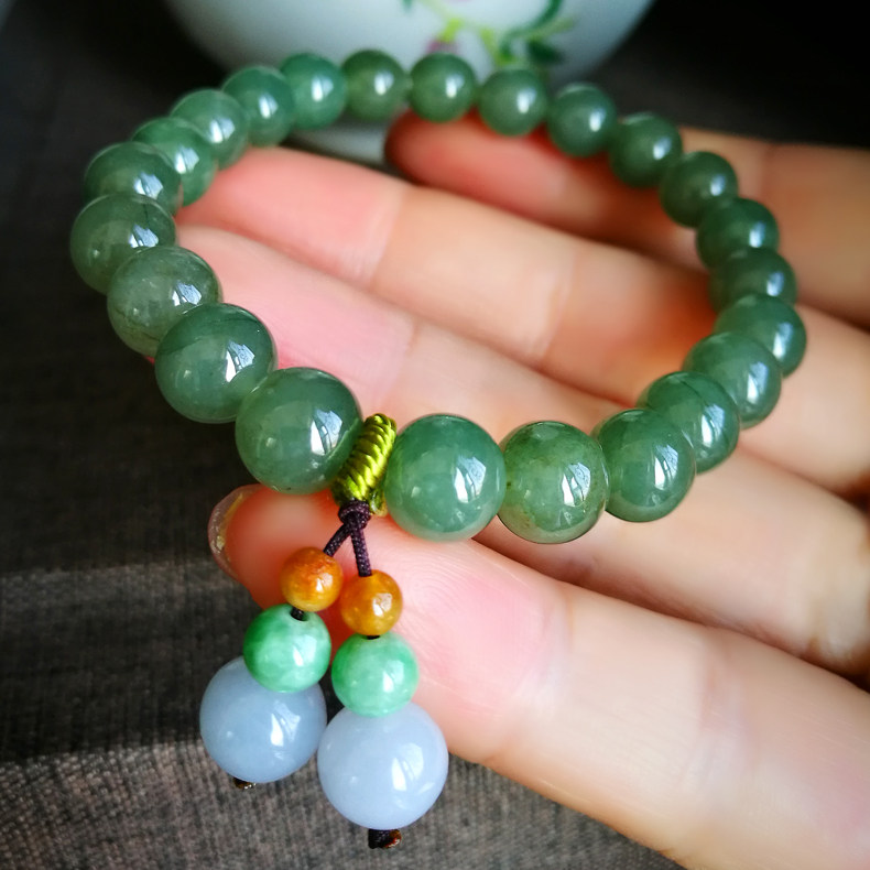 奢华传说珠宝diy系列缅甸天然冰种翡翠手链玉珠手手链