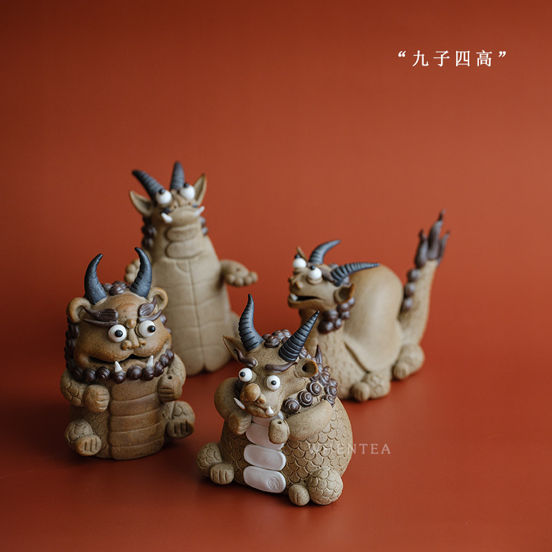 闻说景德镇陶艺手工龙生九子茶宠创意搞怪可爱中式茶宠摆件