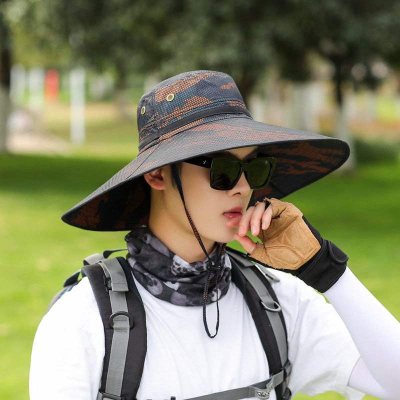 钓鱼帽子遮阳帽夏季户外防晒太阳帽大檐垂钓透气帽子