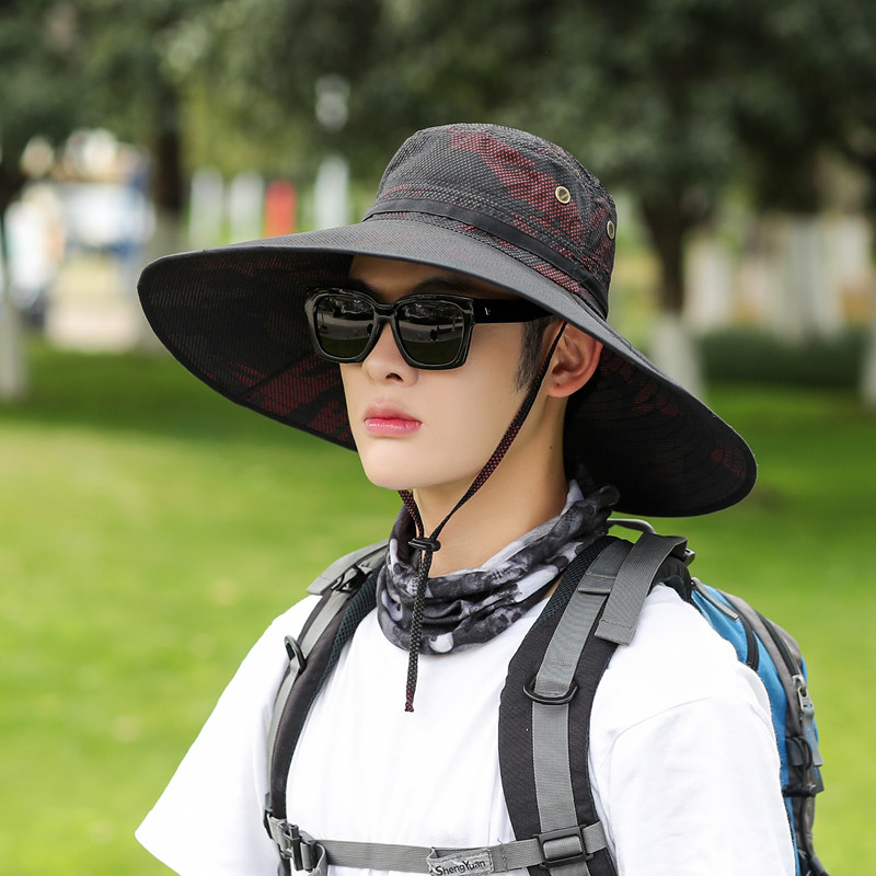 钓鱼帽子遮阳帽夏季户外防晒太阳帽大檐垂钓透气帽子