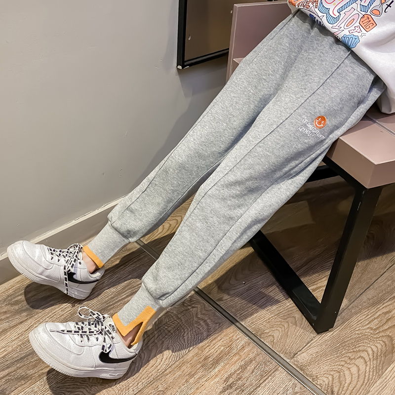 儿童裤子冬装女童运动裤2021新款加绒卫裤外穿休闲大童春秋季长裤