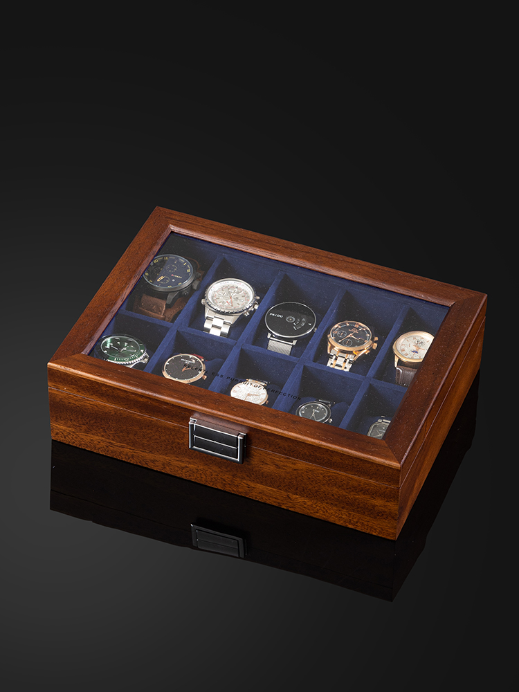 正品俪丽实木手表收纳盒10只装木质手串盒简约复古腕表盒收纳手表