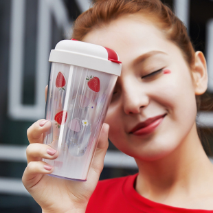 face带吸管水杯女创意个性潮流可爱少女夏天网红孕妇大人便携杯子