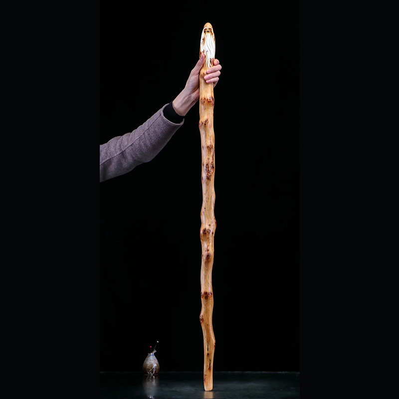 太行崖柏老料满瘤疤拐杖寿星根雕手工雕刻老人摆件
