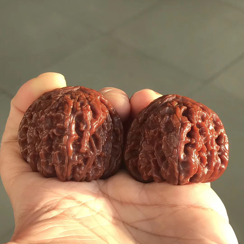 文玩白狮子头核桃手球 包浆玉化40mm 手玩把件文玩手球 送礼礼品