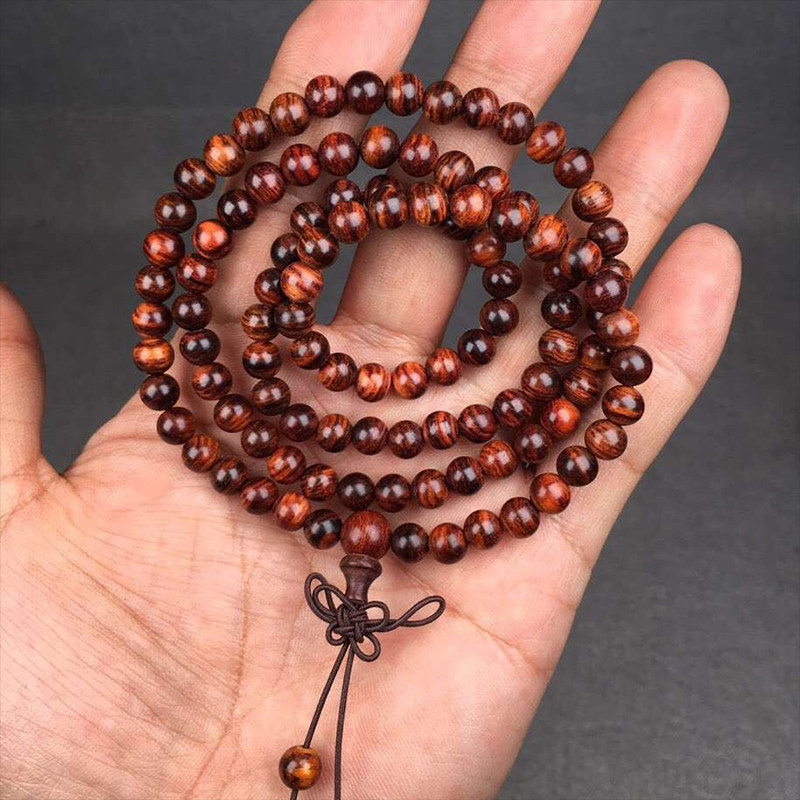 大檀海南黄花梨老料油梨6mm108颗佛珠手串黄男佛珠