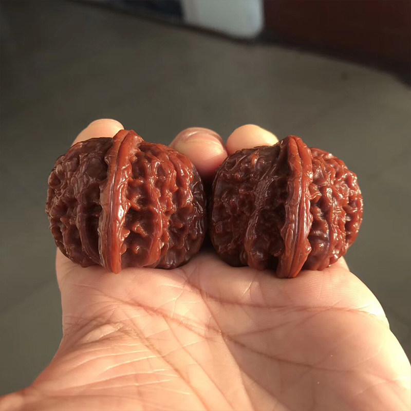 文玩白狮子头核桃手球 包浆玉化40mm 手玩把件文玩手球 送礼礼品