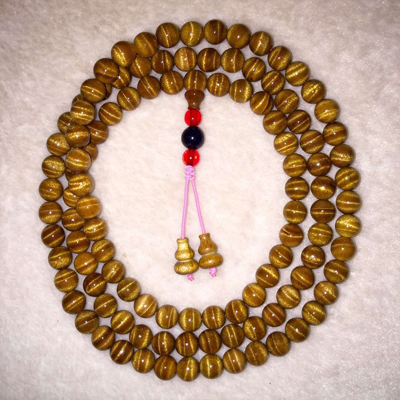 手串四川金丝小叶楠木108颗老料满水波纹手链佛珠