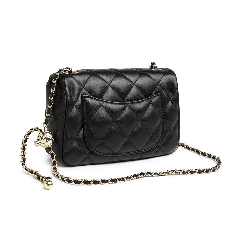 carol&john/卡路约翰 真皮小香风方胖子菱格绣花单肩斜挎链条包