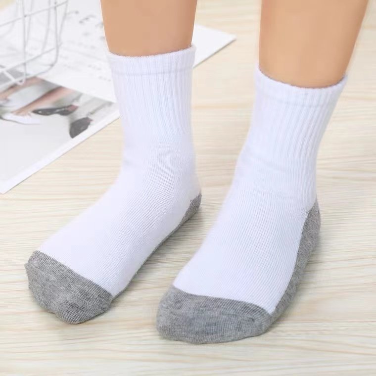袜子6双精梳儿童底白学生灰底白袜纯白学校儿童袜子016岁