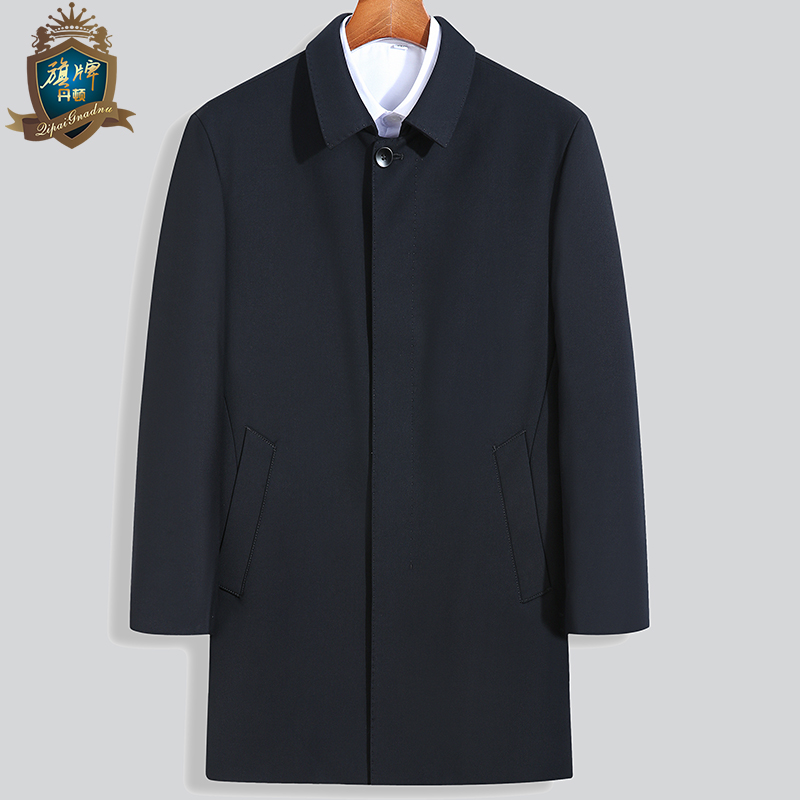 加肥加大码男士风衣中长款春秋季胖子男装中老年商务翻领休闲外套