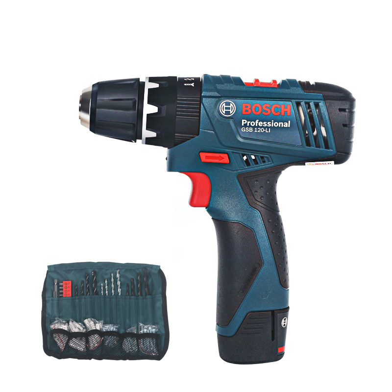 电钻博世bosch工具锂电手gsb120单电标配100件套电钻