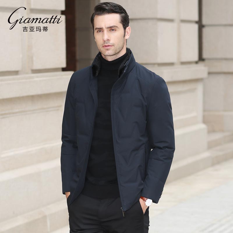 2021冬季男士羽绒服外套中年商务水貂加厚羽绒服男休闲上衣爸爸装