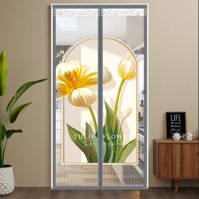 金刚门帘防蚊夏季防蝇绣花纱门家用加密纱窗门帘