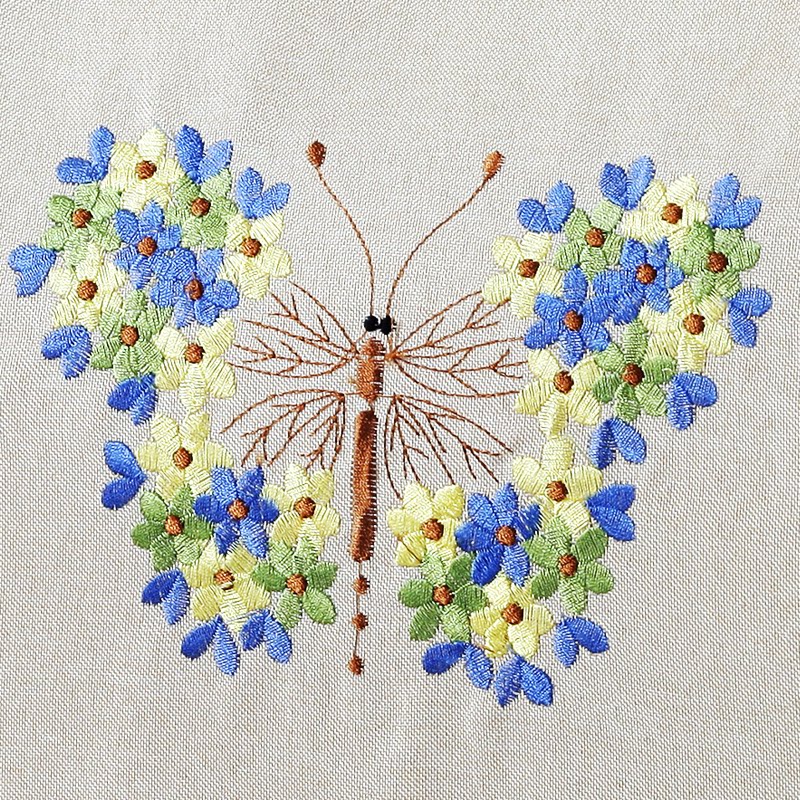 田园蝴蝶丝带绣桌布台布加棉坐垫简约绣花餐桌布椅垫刺绣茶几布_7折