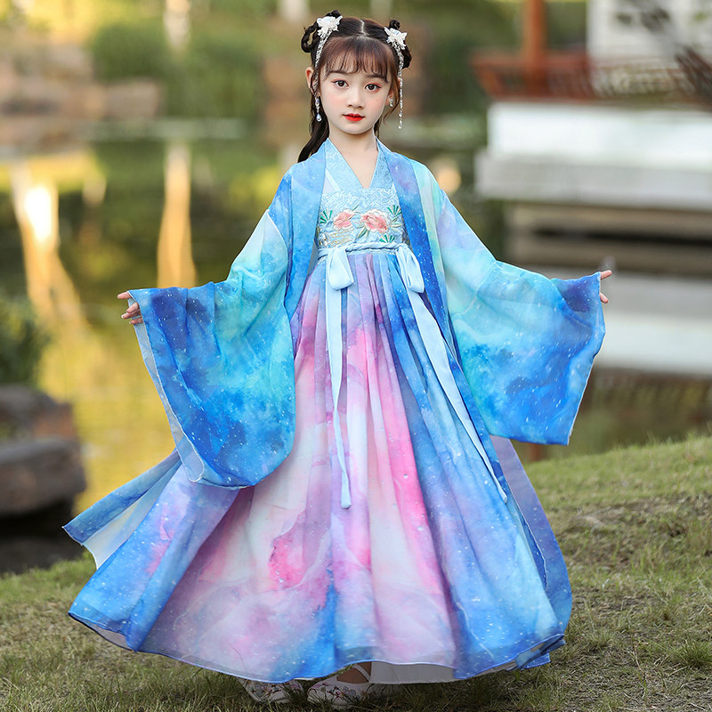 女童汉服连衣裙中国国风唐装儿童裙子古装小女孩唐装