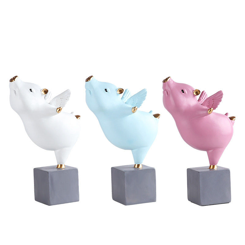 小飞猪摆件风口会飞飞猪可爱呆萌装饰品北欧简约摆件