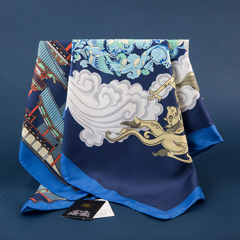 陕西历史博物馆复古盛世长安真丝小方巾丝巾礼品文创博物馆中国风