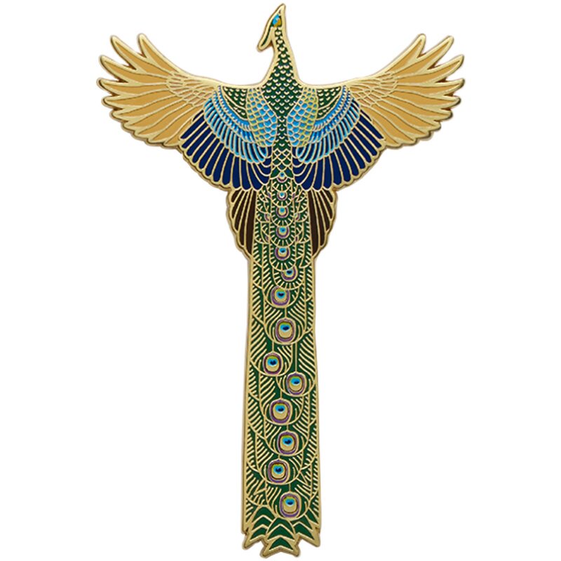 绿孔雀胸针磨石珐琅原创饰品鸟类动物情侣徽章胸针