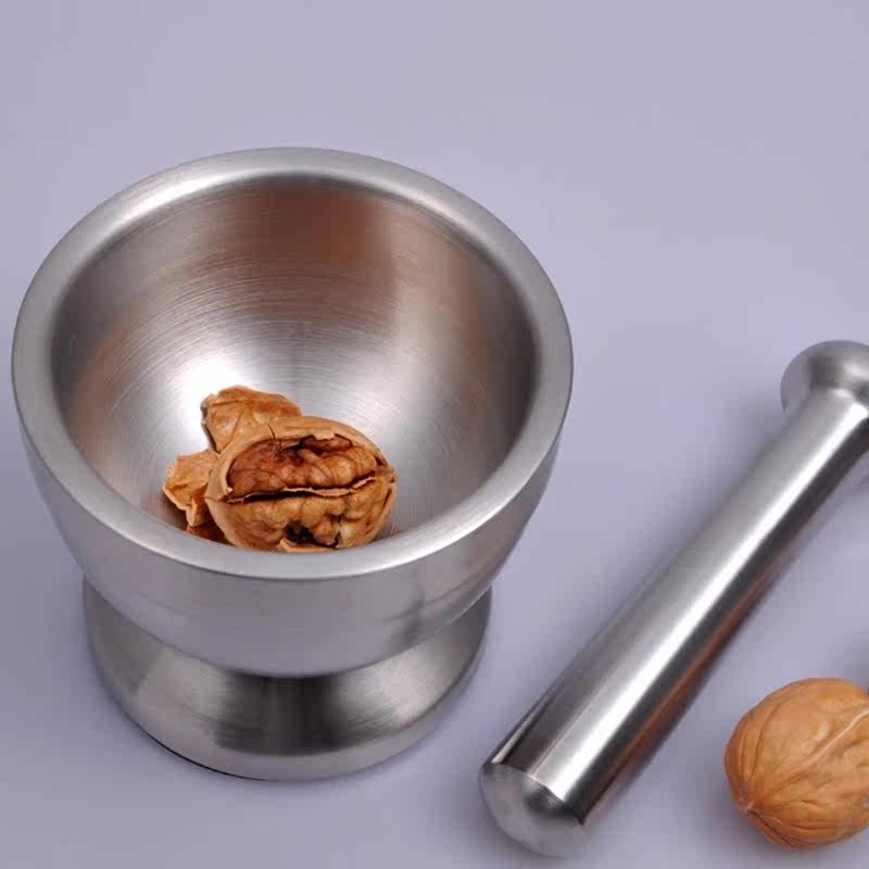 加厚304不锈钢研钵捣蒜器捣药盅压蒜器蒜泥器臼捣碎研磨器