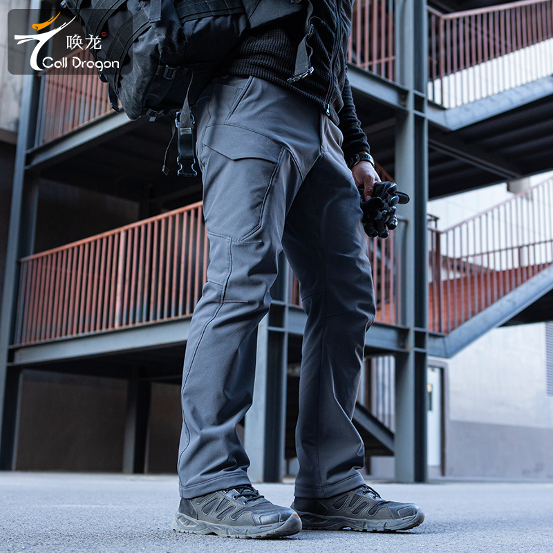 唤龙隐锋战术抓绒冲锋裤防风加厚战术裤男男装钓鱼软壳登山裤子