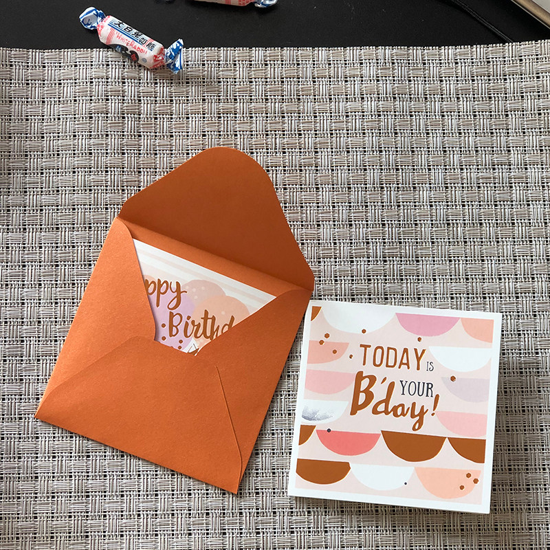 韩国小卡烫金快乐生日英文信封卡带创意贺卡带贺卡