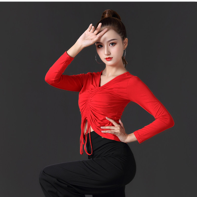 拉丁舞上衣领舞舞蹈练功服女摩登舞服古典民族舞拉丁舞上装