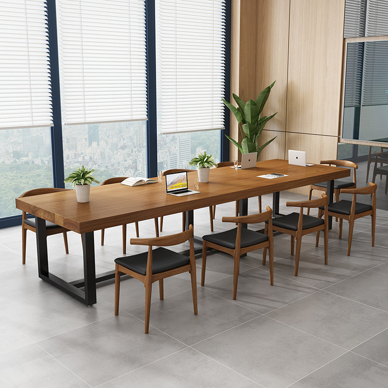 实木loft会议桌简约现代洽谈桌椅组合桌子工作台会议桌