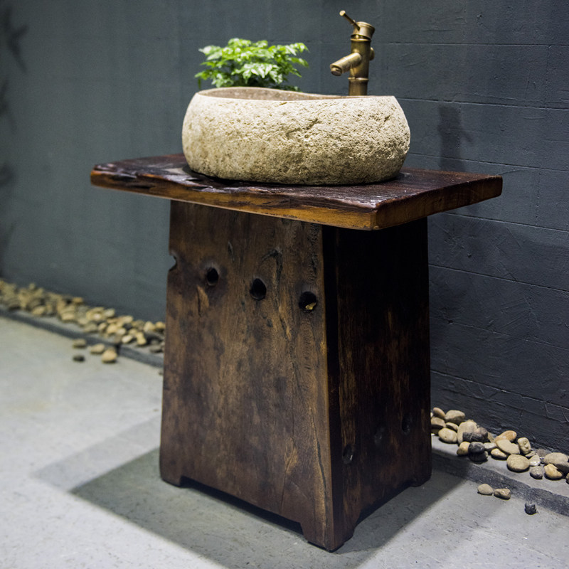 老船洗手实木中式仿古小户户型家用洗漱台民面盆架