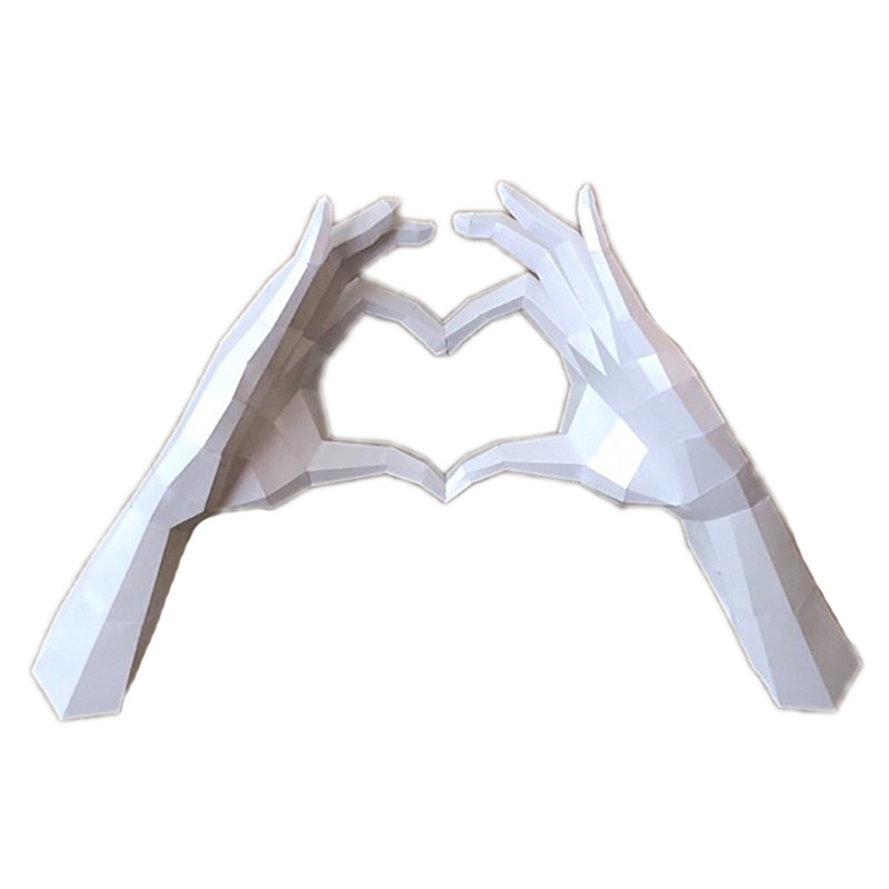 心形手势比心几何折纸3d立体模型手工家居动漫游戏纸模