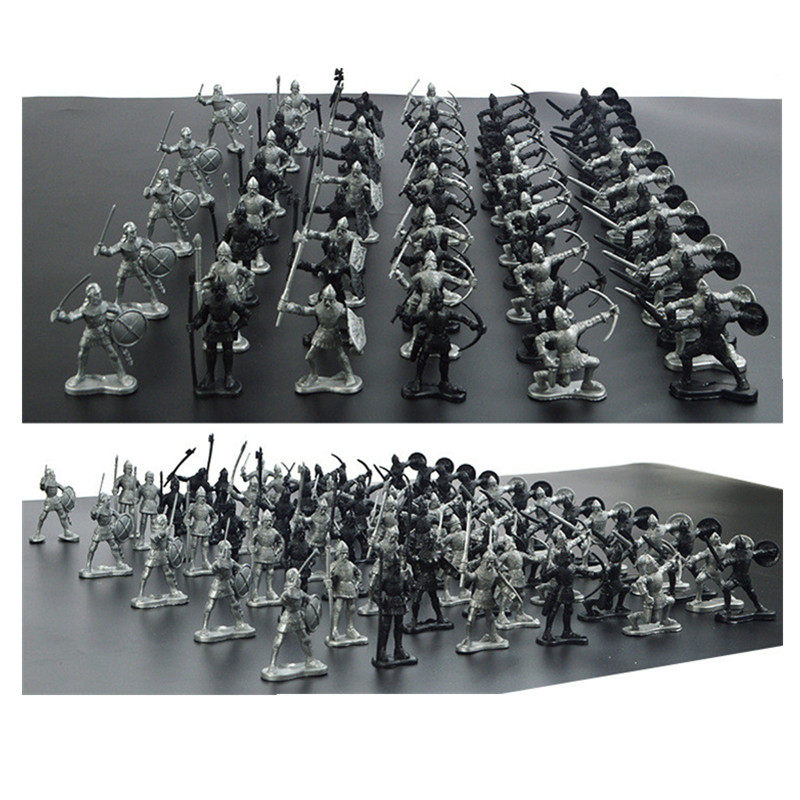 士兵玩具古代兵人中世纪战士骑兵投石车塑料小人战争军事场景套装