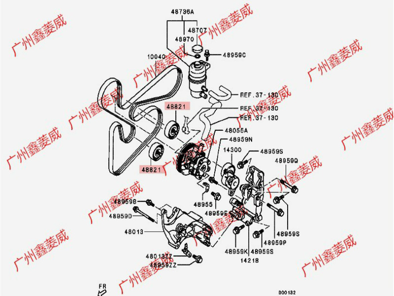 皮带适用于三菱欧蓝德ex劲炫4b104b12发电机涨紧轮涨紧轮