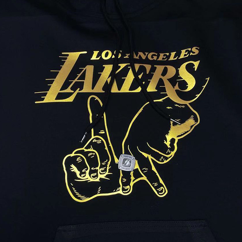 2020湖人总冠冠军la烫金连帽卫衣加绒詹姆斯卫衣