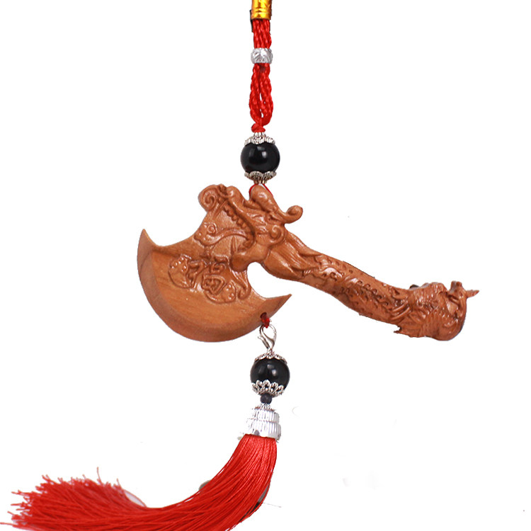 正宗桃木斧子挂件斧头门口吊坠汽车挂饰乔迁搬家小结婚坐福工艺品