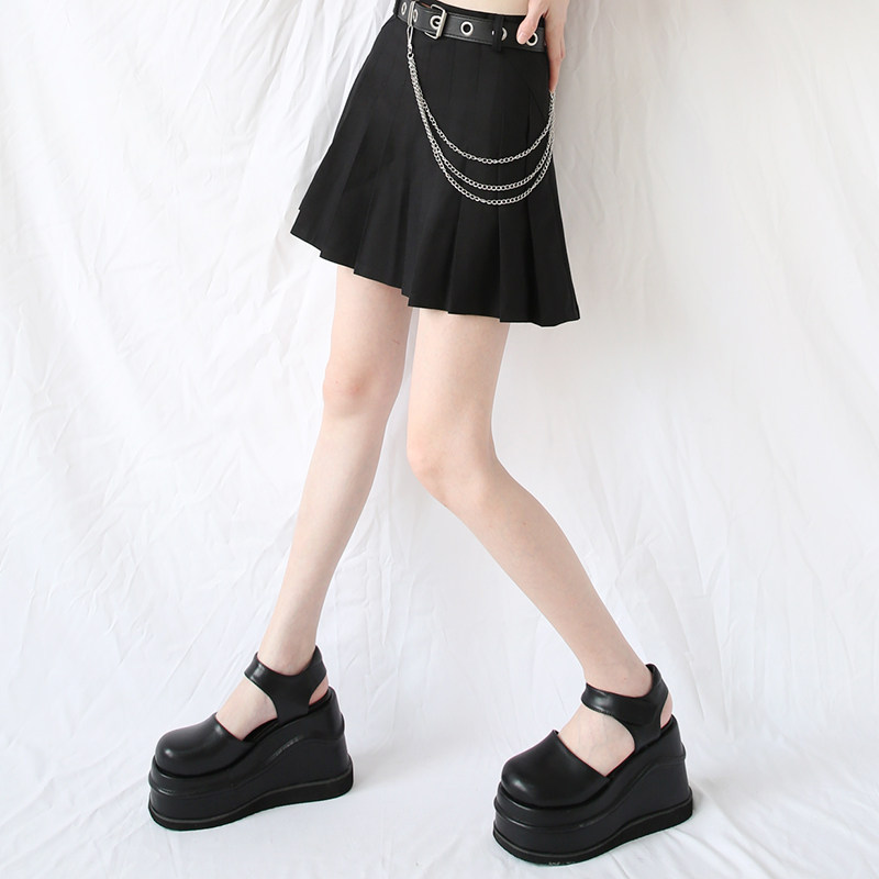 juicepark包头凉鞋松糕底日原宿jk制服暗黑哥特时装凉鞋